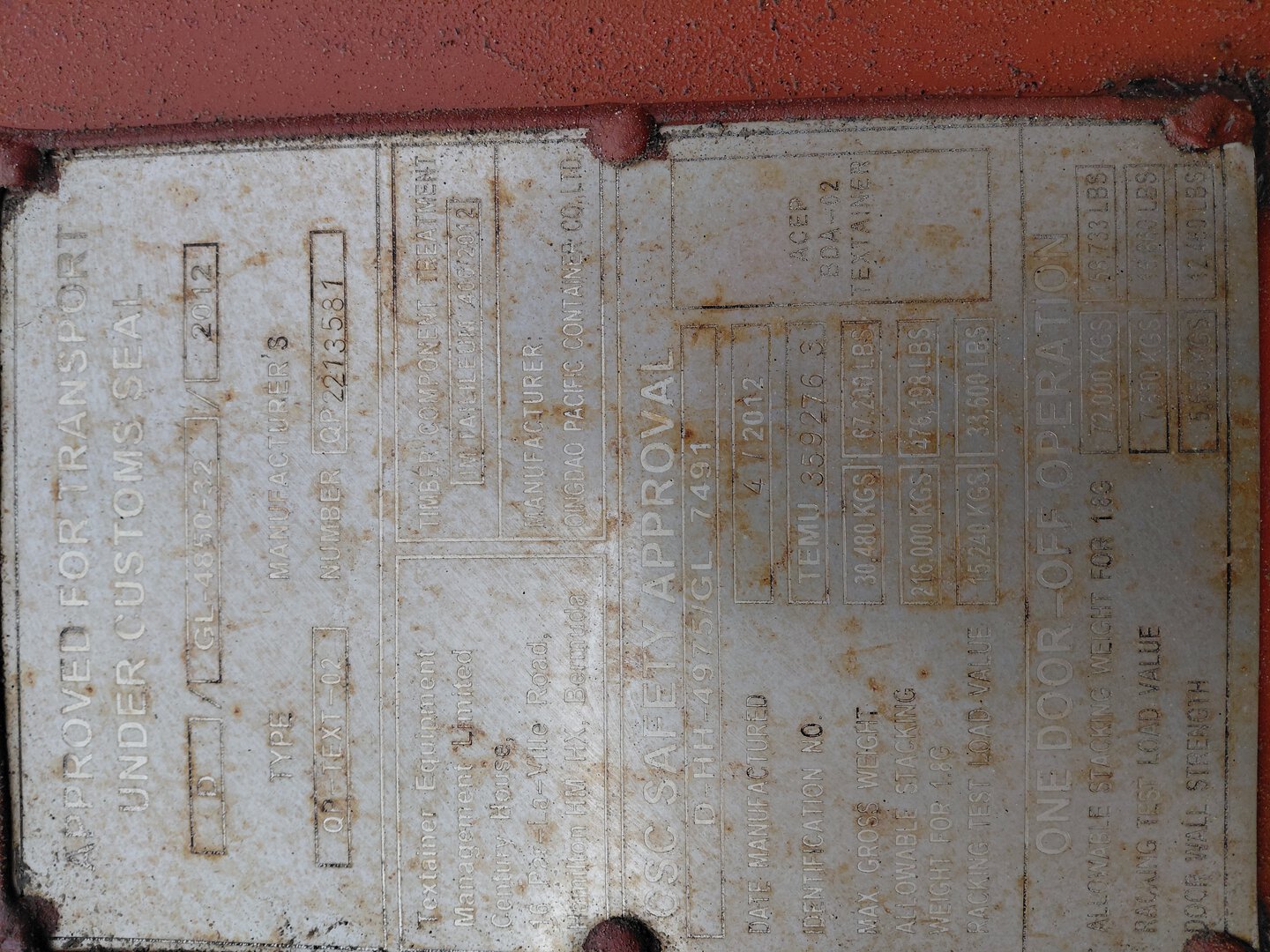 Морской контейнер TEMU3592763