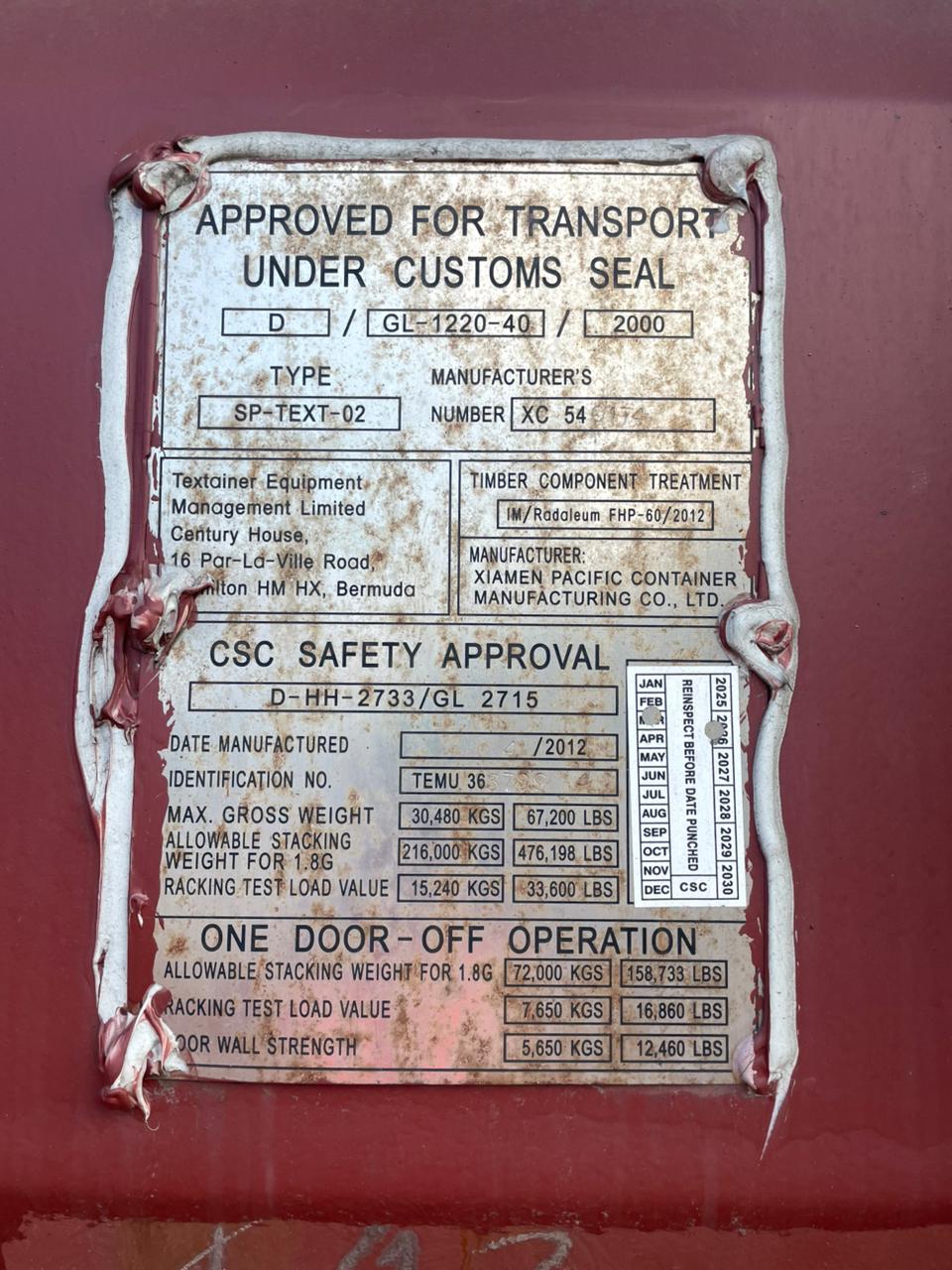 Морской контейнер TEMU3637894