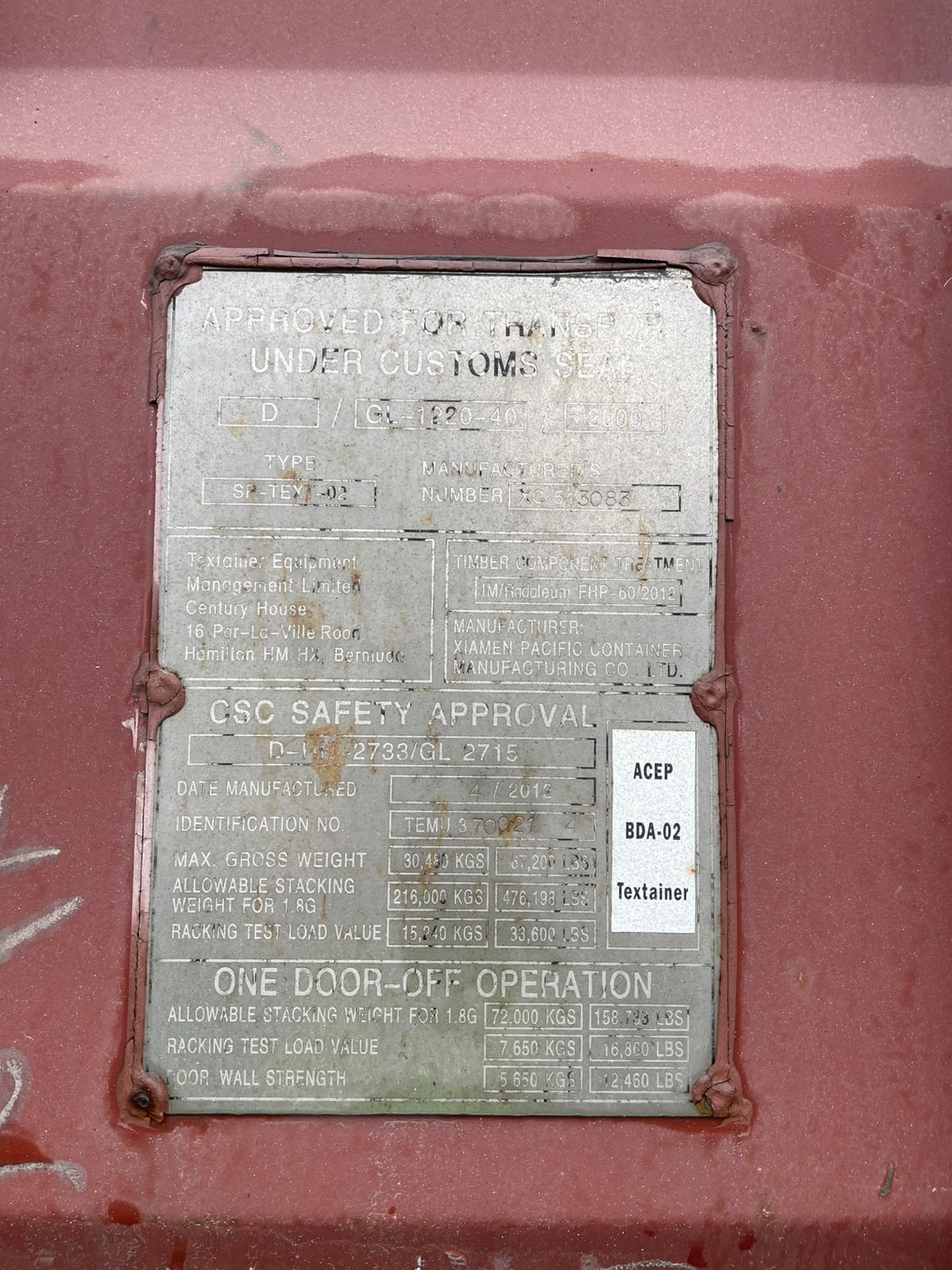 Морской контейнер TEMU3700214