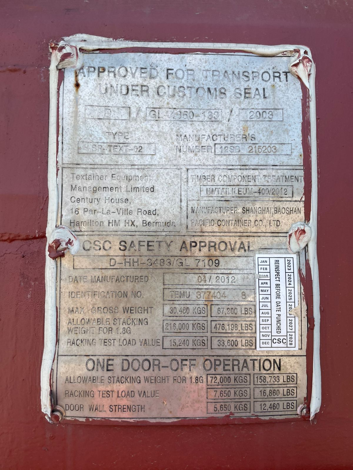 Морской контейнер TEMU3774048