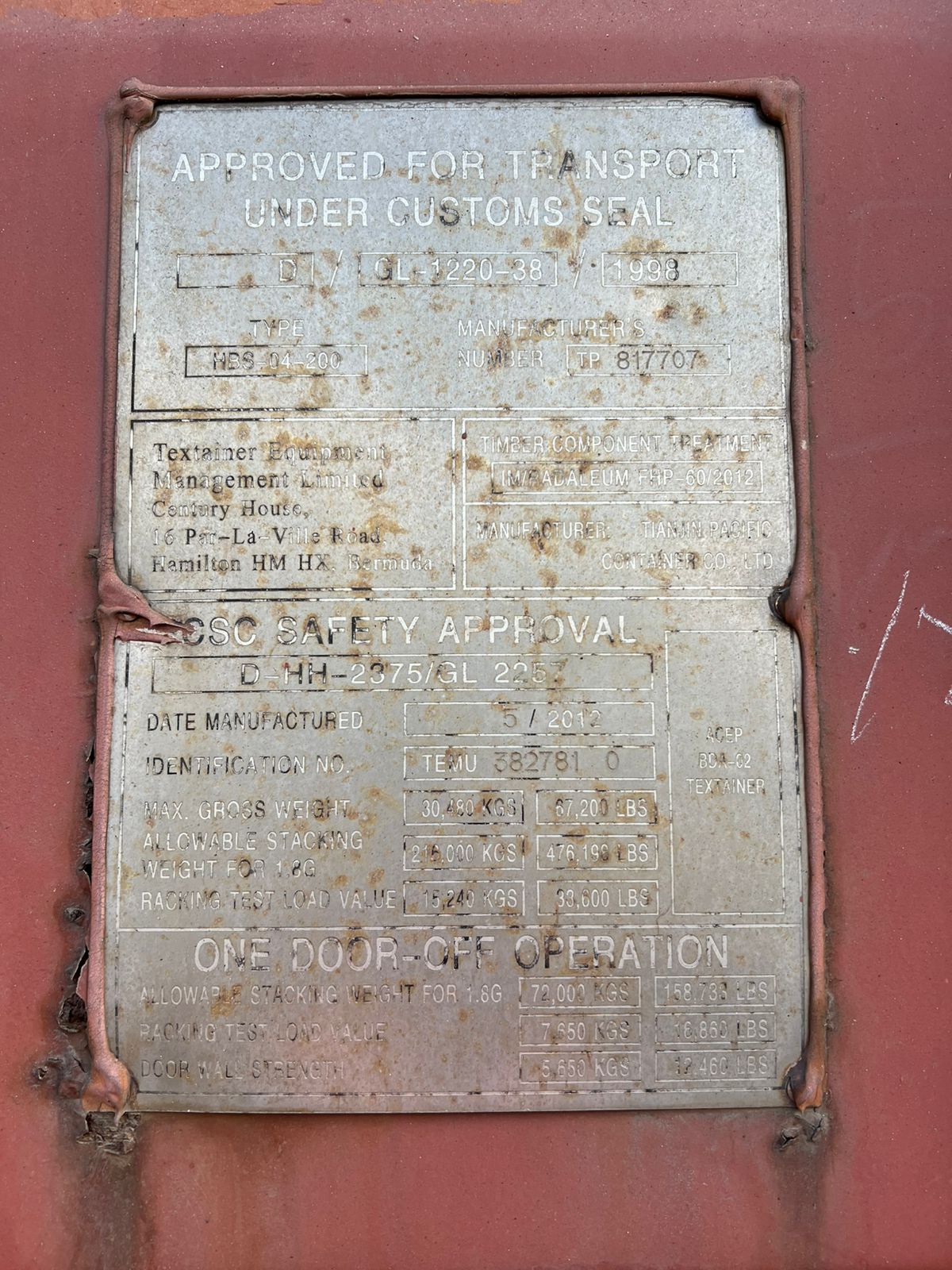 Морской контейнер TEMU3827810