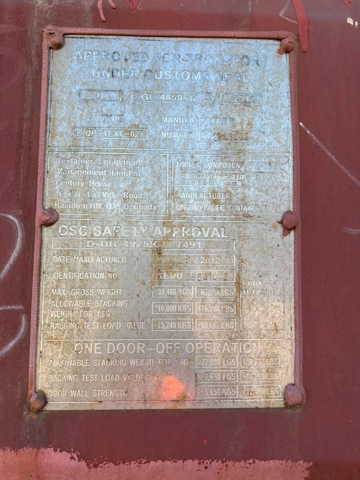 Морской контейнер TEMU3863103