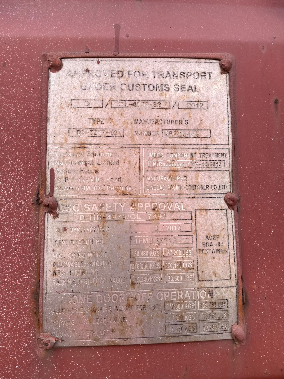 Морской контейнер TEMU3871876