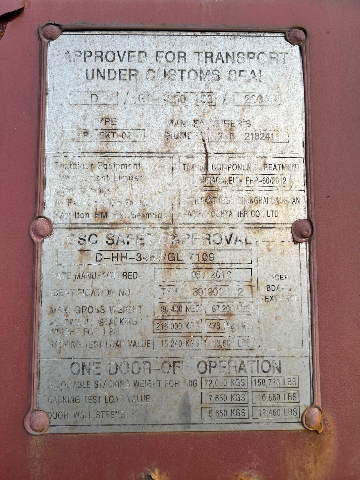 Морской контейнер TEMU3919012