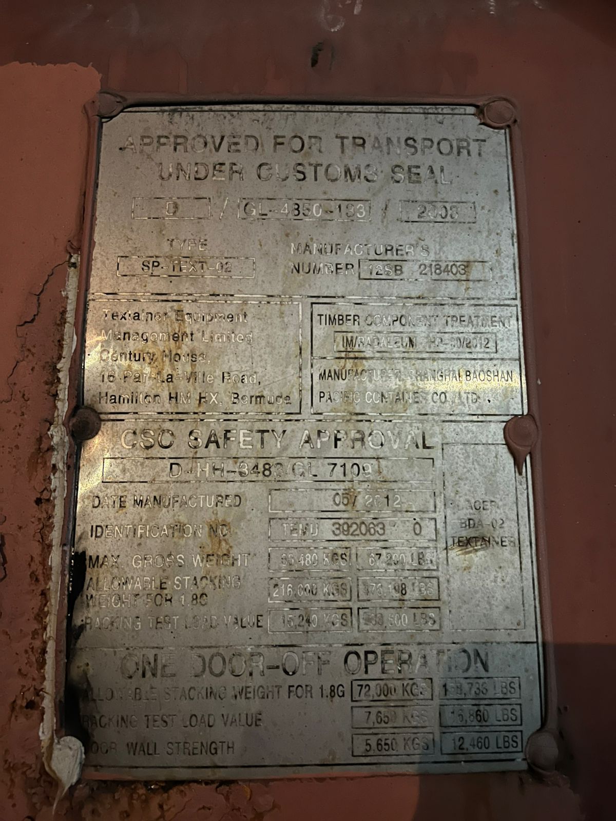 Морской контейнер TEMU3920630