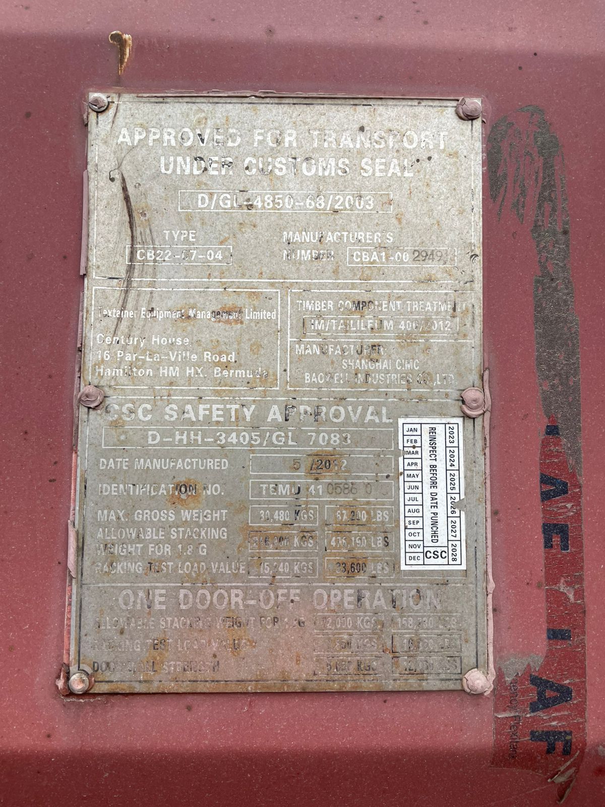 Морской контейнер TEMU4105860