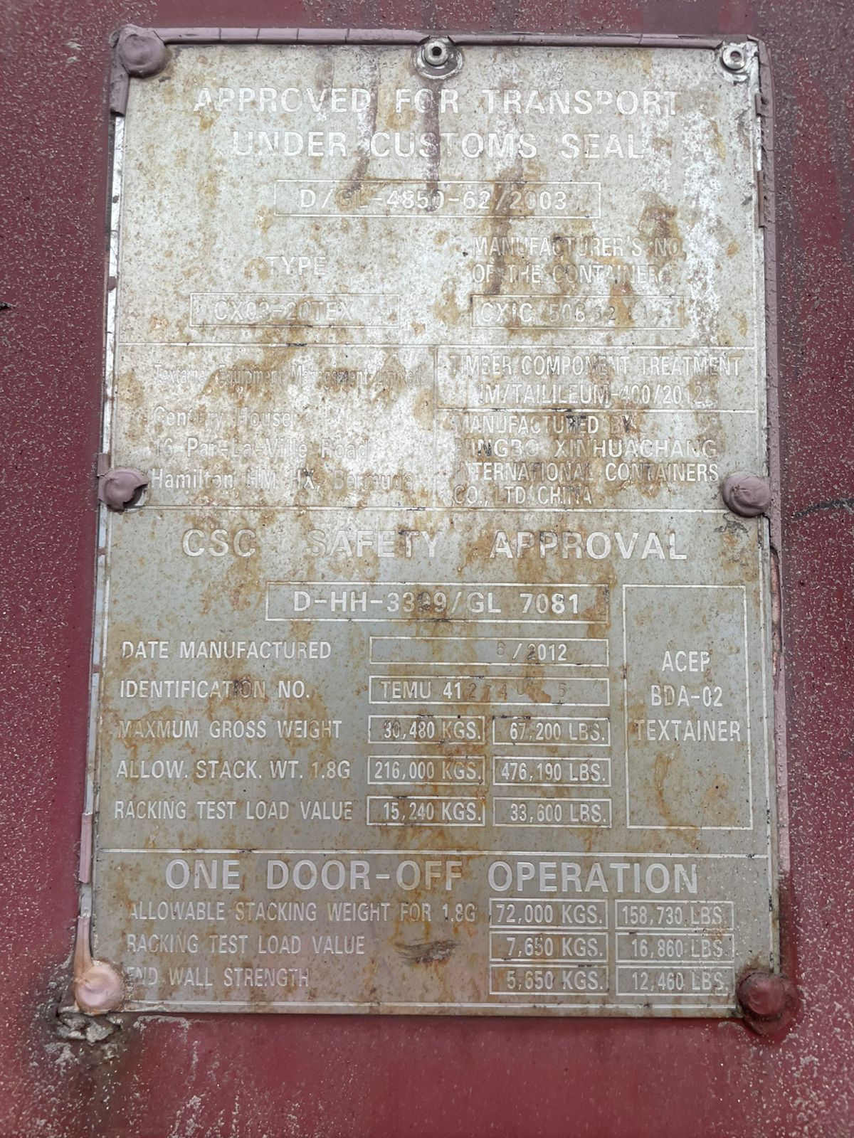 Морской контейнер TEMU4127405