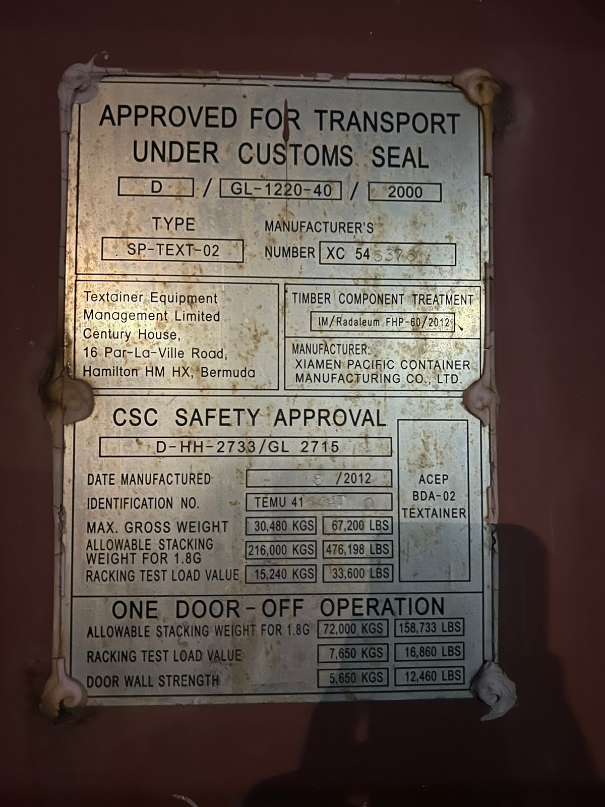 Морской контейнер TEMU4144470