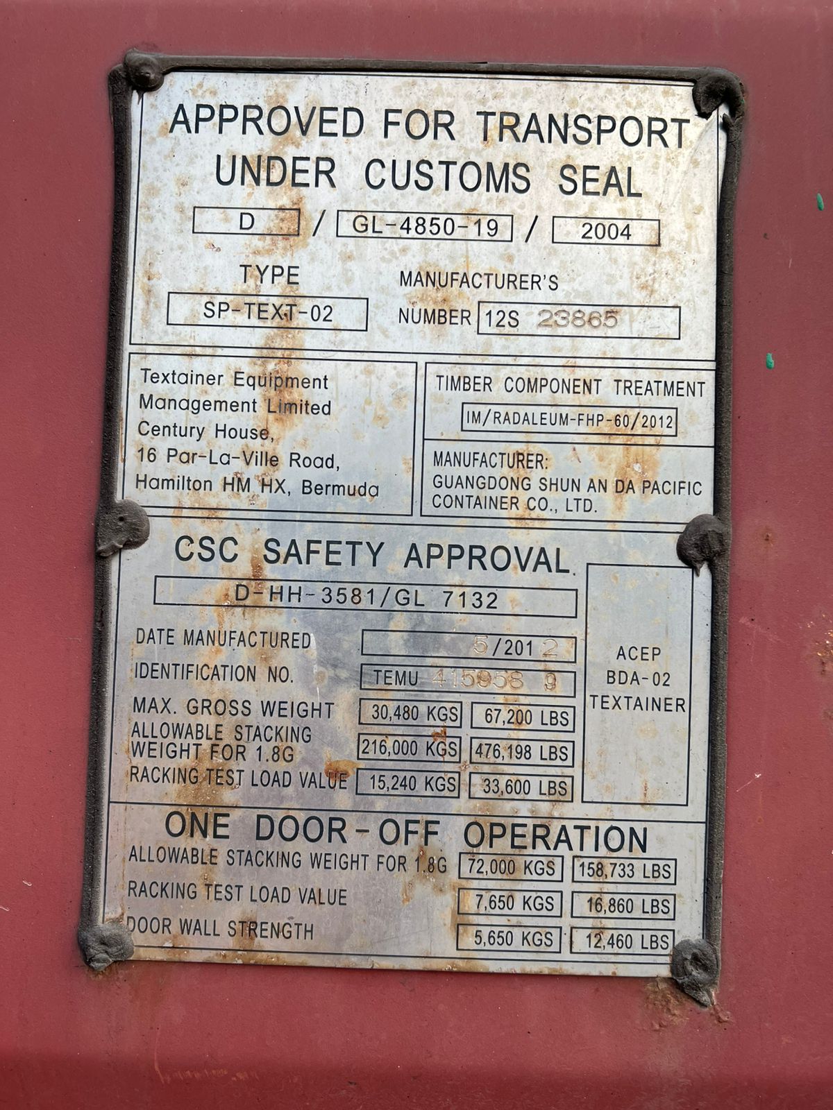 Морской контейнер TEMU4159589