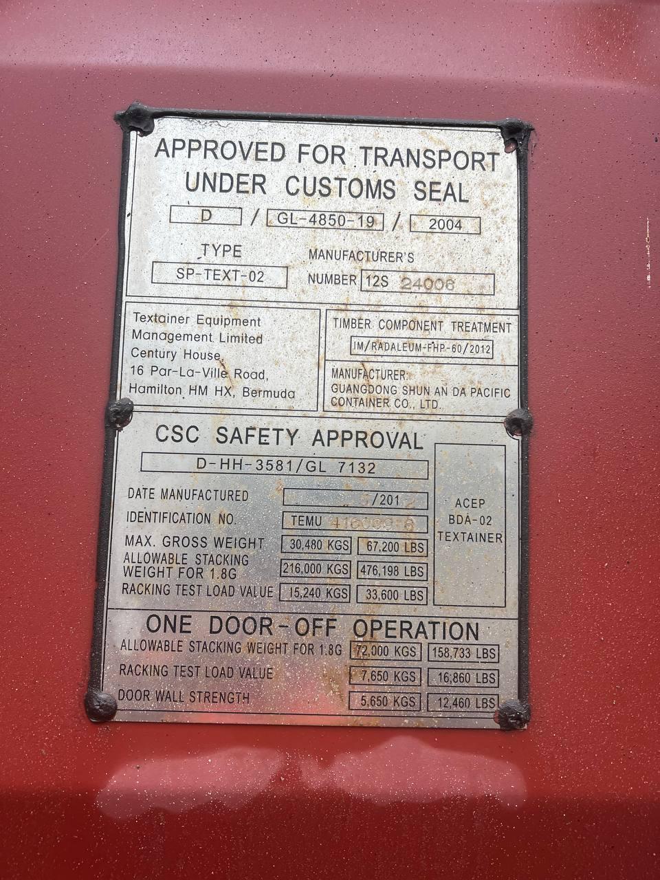 Морской контейнер TEMU4160996