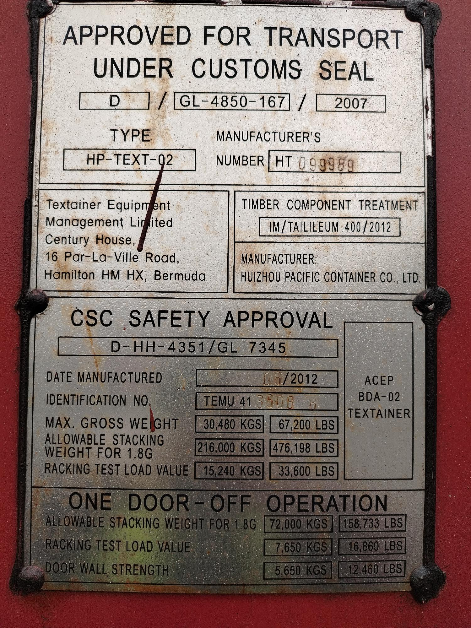 Морской контейнер TEMU4165088