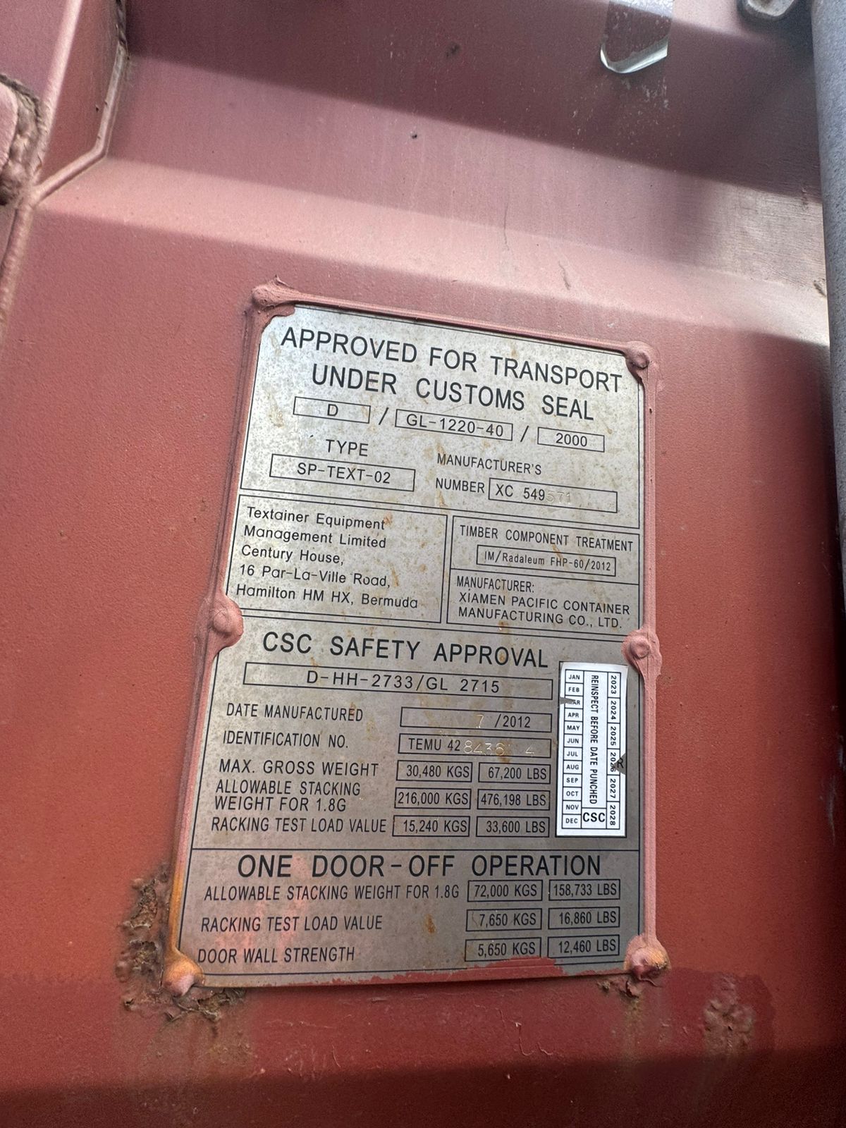 Морской контейнер TEMU4284364