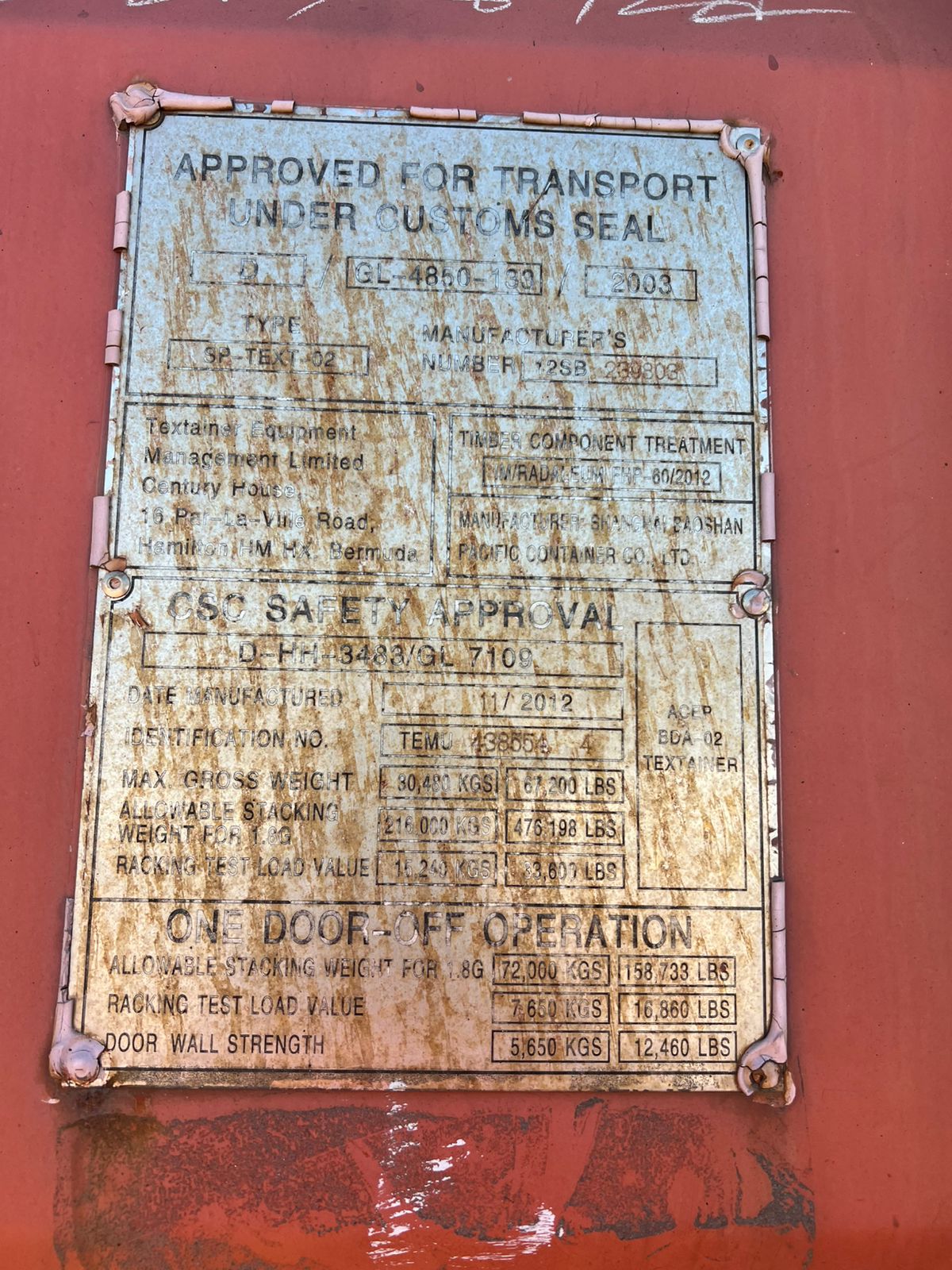 Морской контейнер TEMU4385544