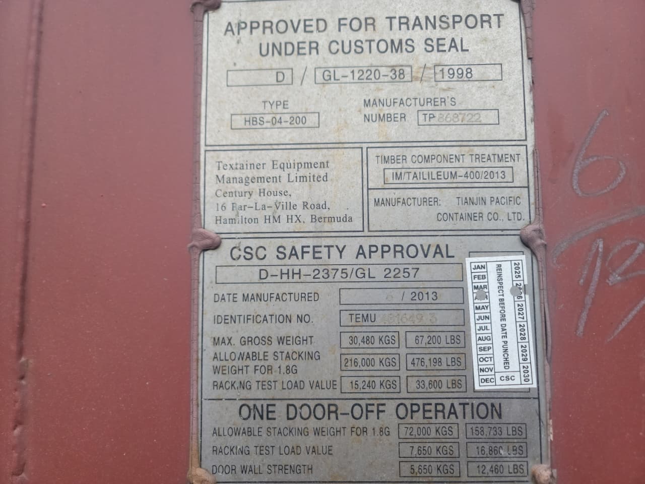 Морской контейнер TEMU4816493