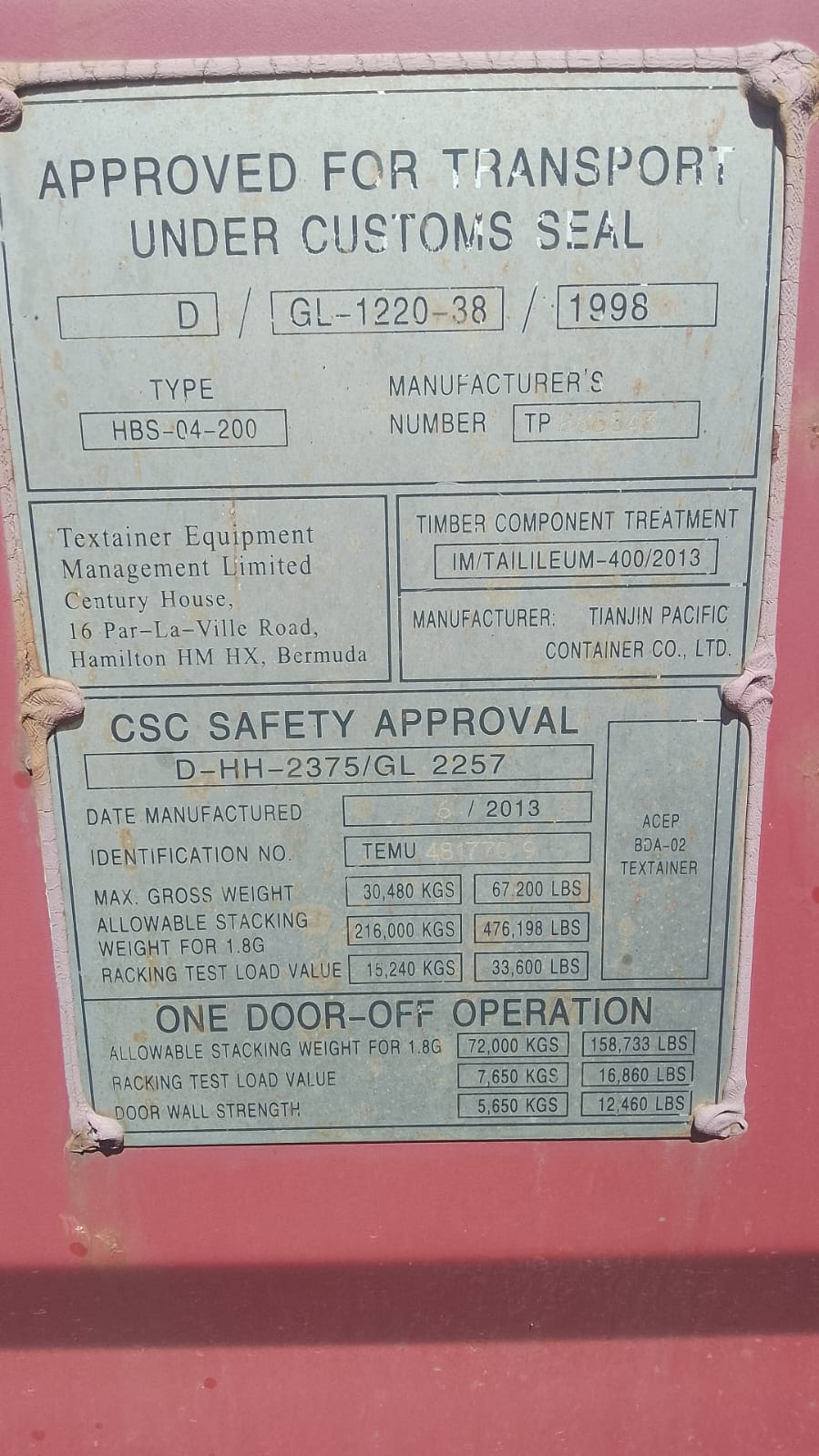Морской контейнер TEMU4817709