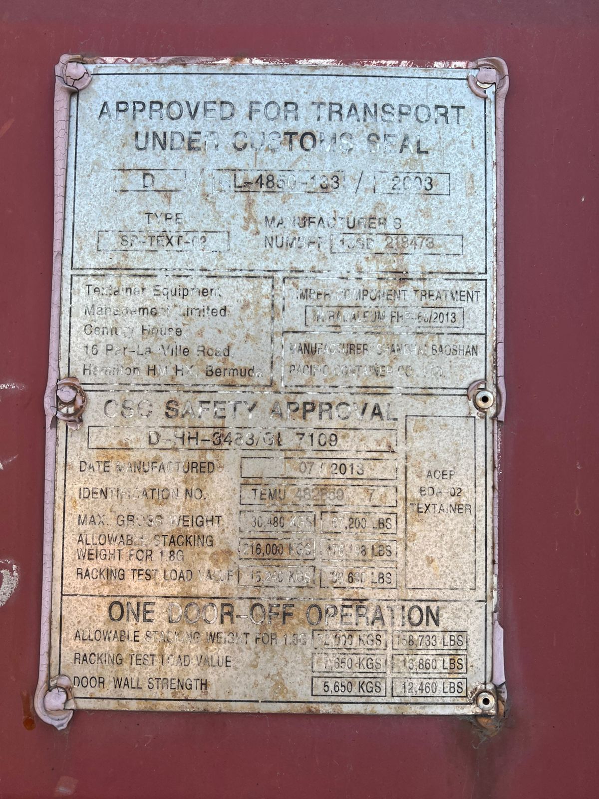 Морской контейнер TEMU4828597