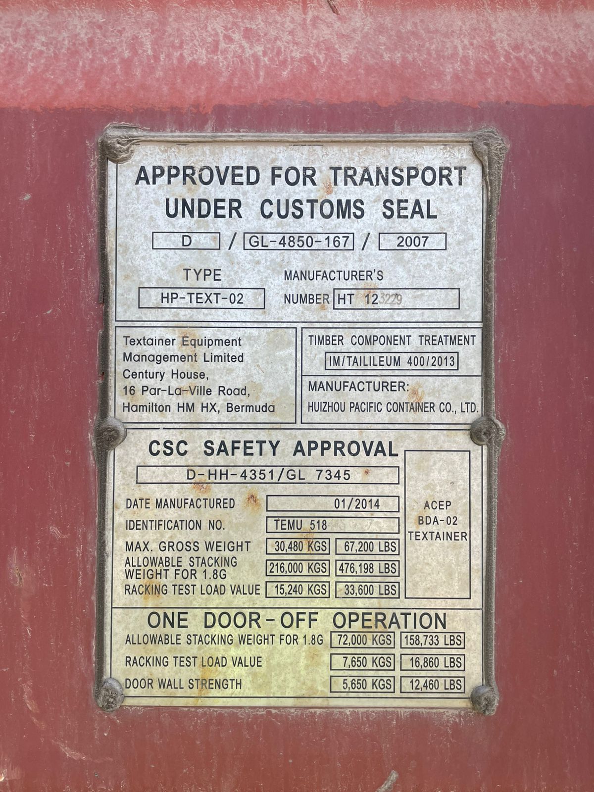 Морской контейнер TEMU5184457