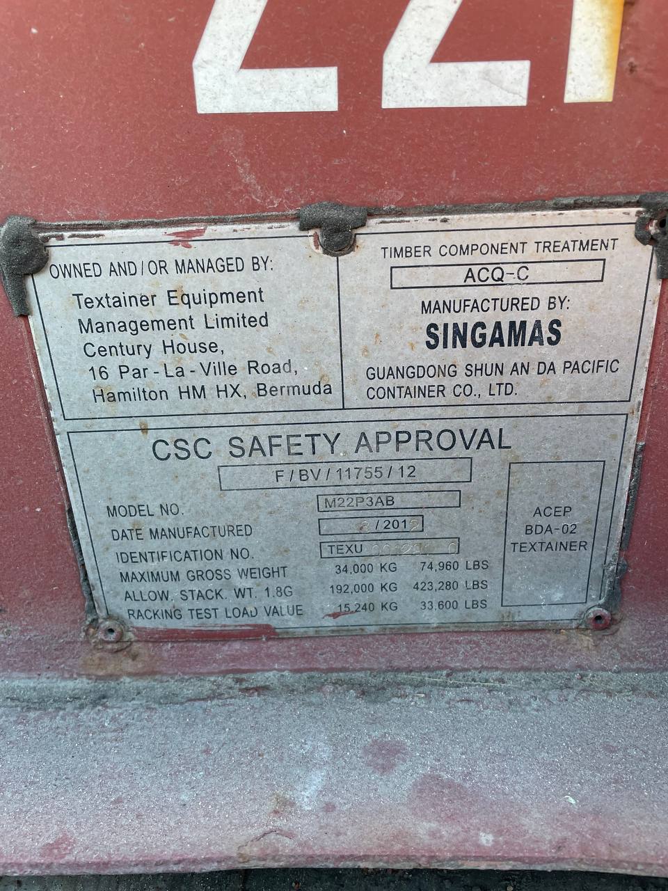 Морской контейнер TEXU0012910