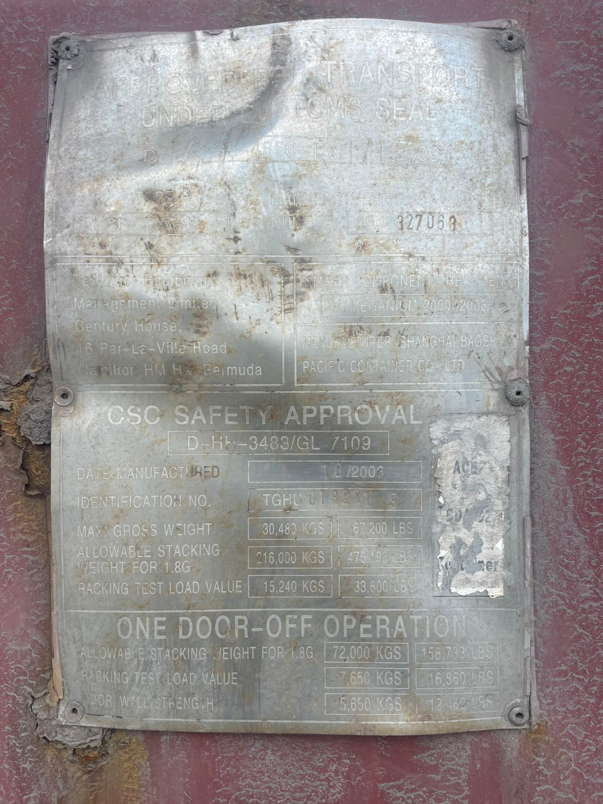 Морской контейнер TGHU0182319