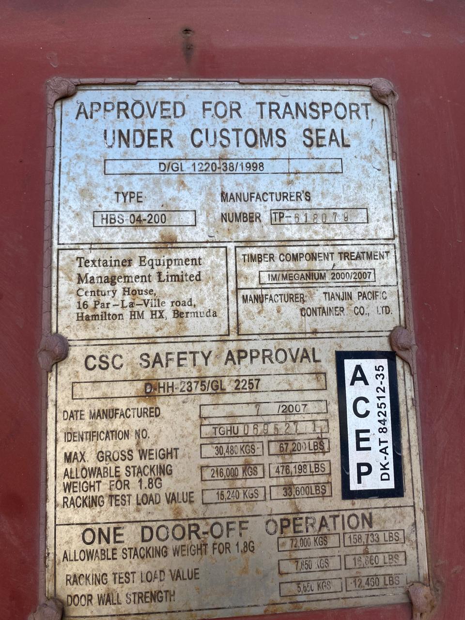 Морской контейнер TGHU0695271