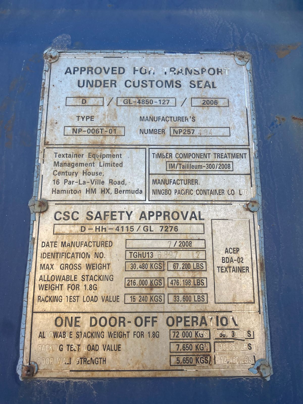 Морской контейнер TGHU1368972