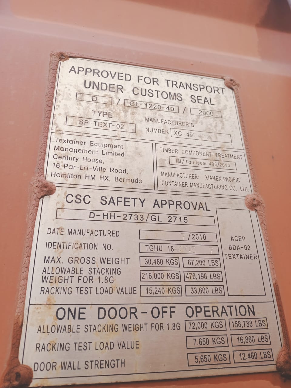 Морской контейнер TGHU1842037