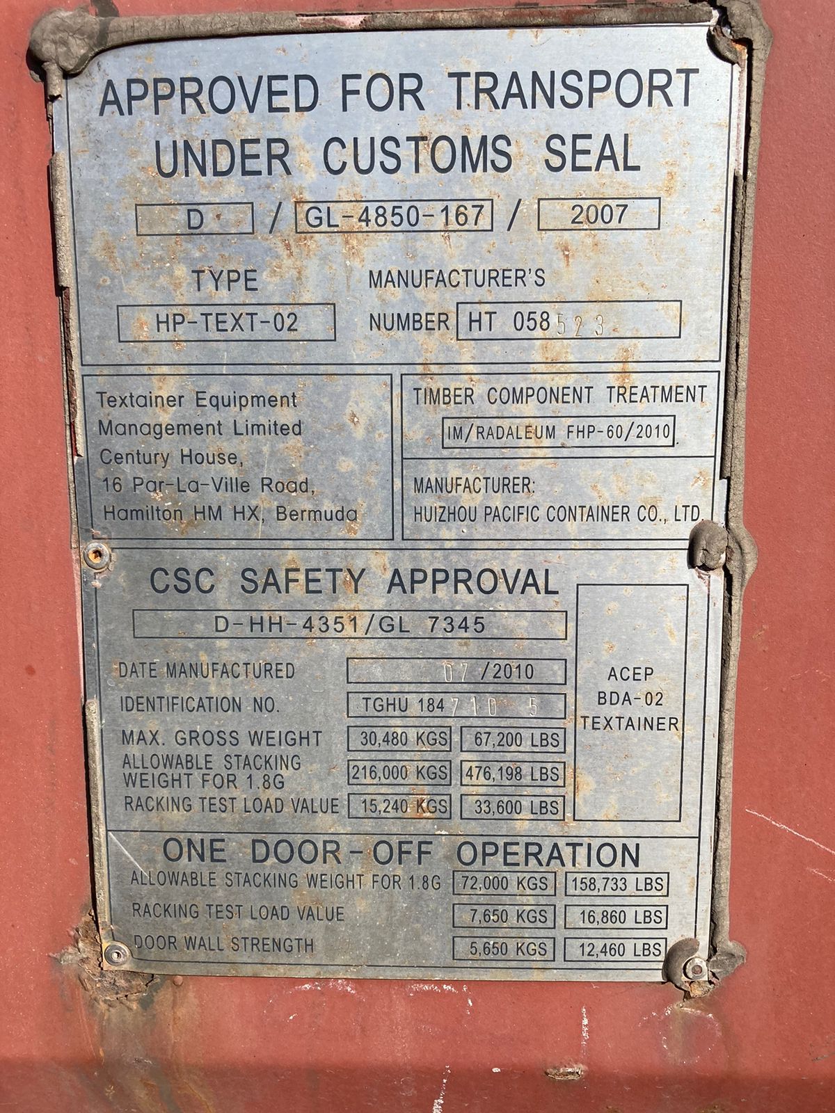 Морской контейнер TGHU1847105