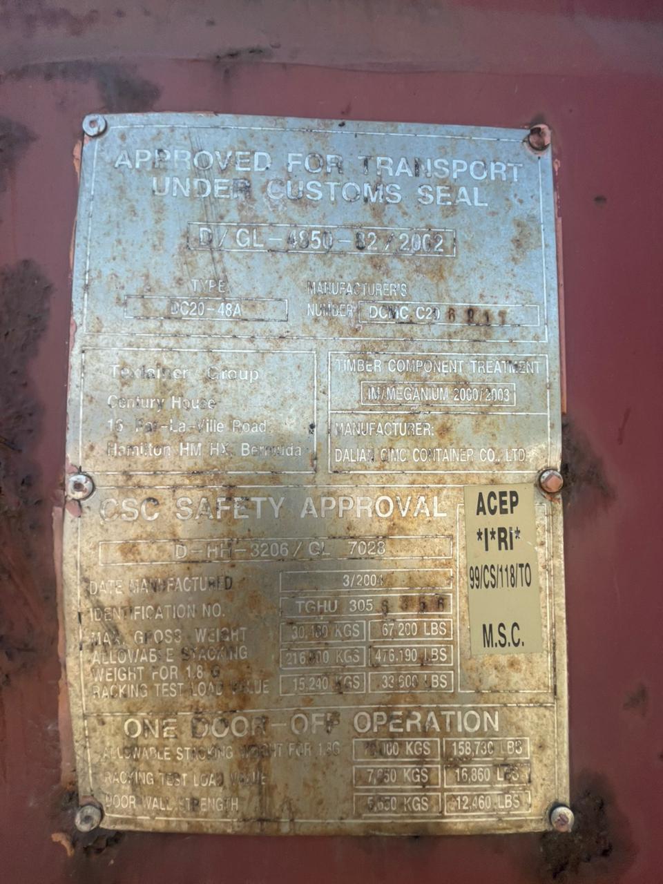 Морской контейнер TGHU3056356