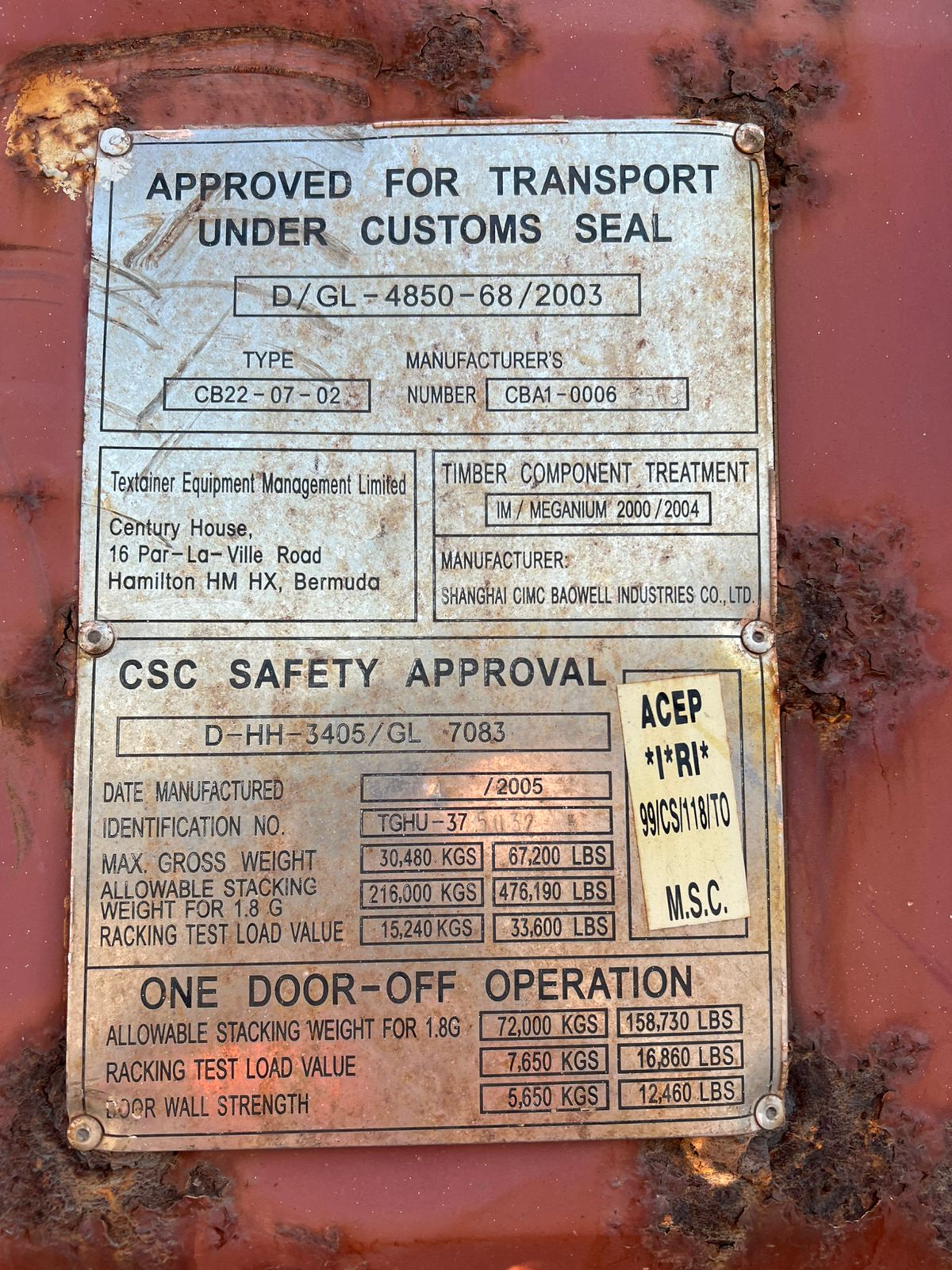 Морской контейнер TGHU3750325