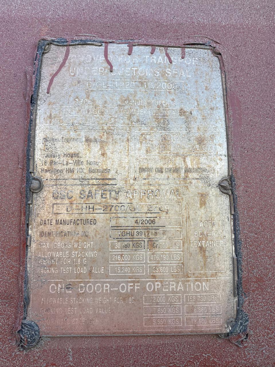 Морской контейнер TGHU3912658