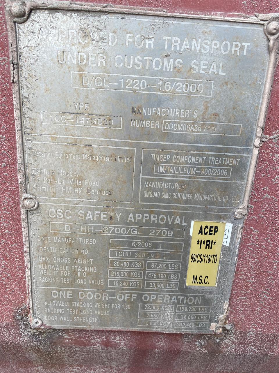 Морской контейнер TGHU3986901