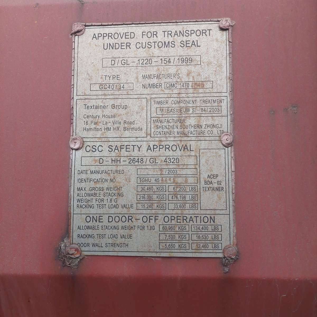 Морской контейнер TGHU4544118