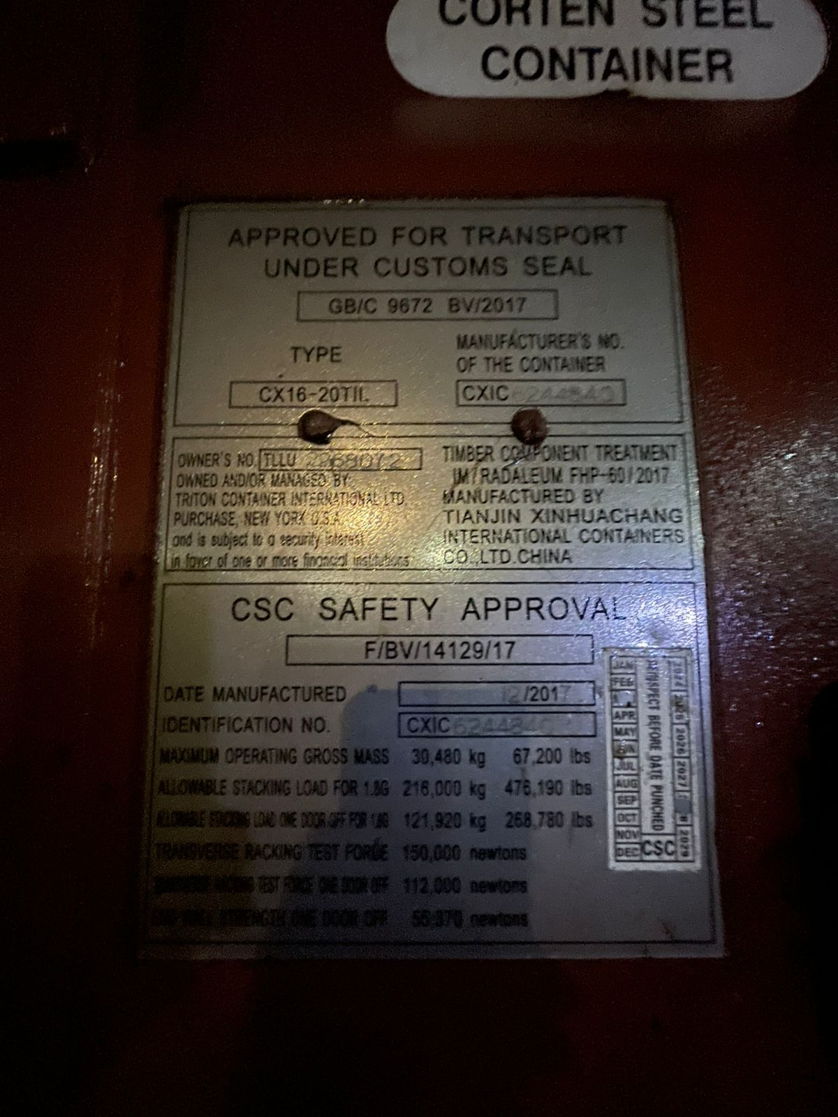 Морской контейнер TLLU2268072