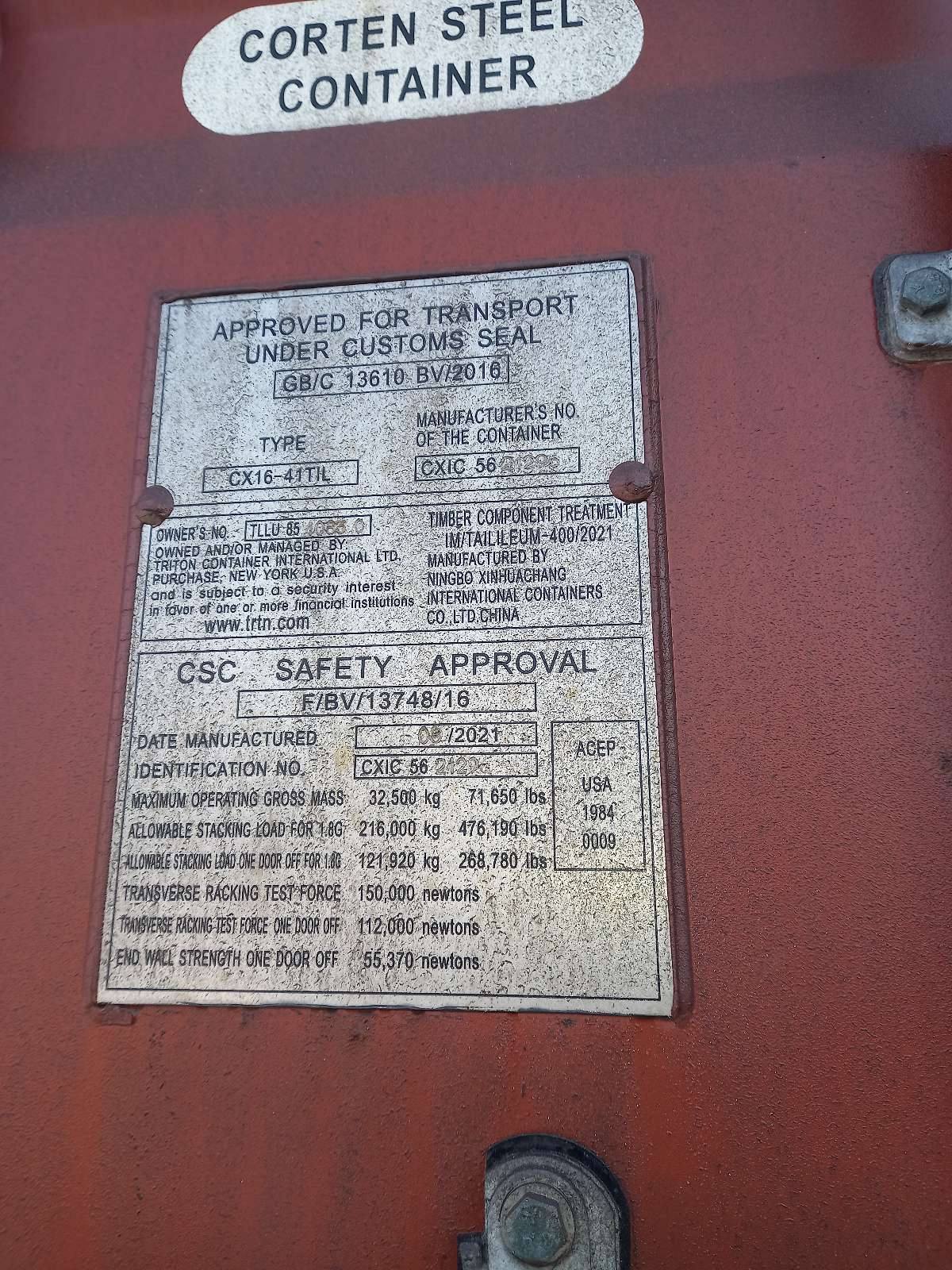 Морской контейнер TLLU8540830