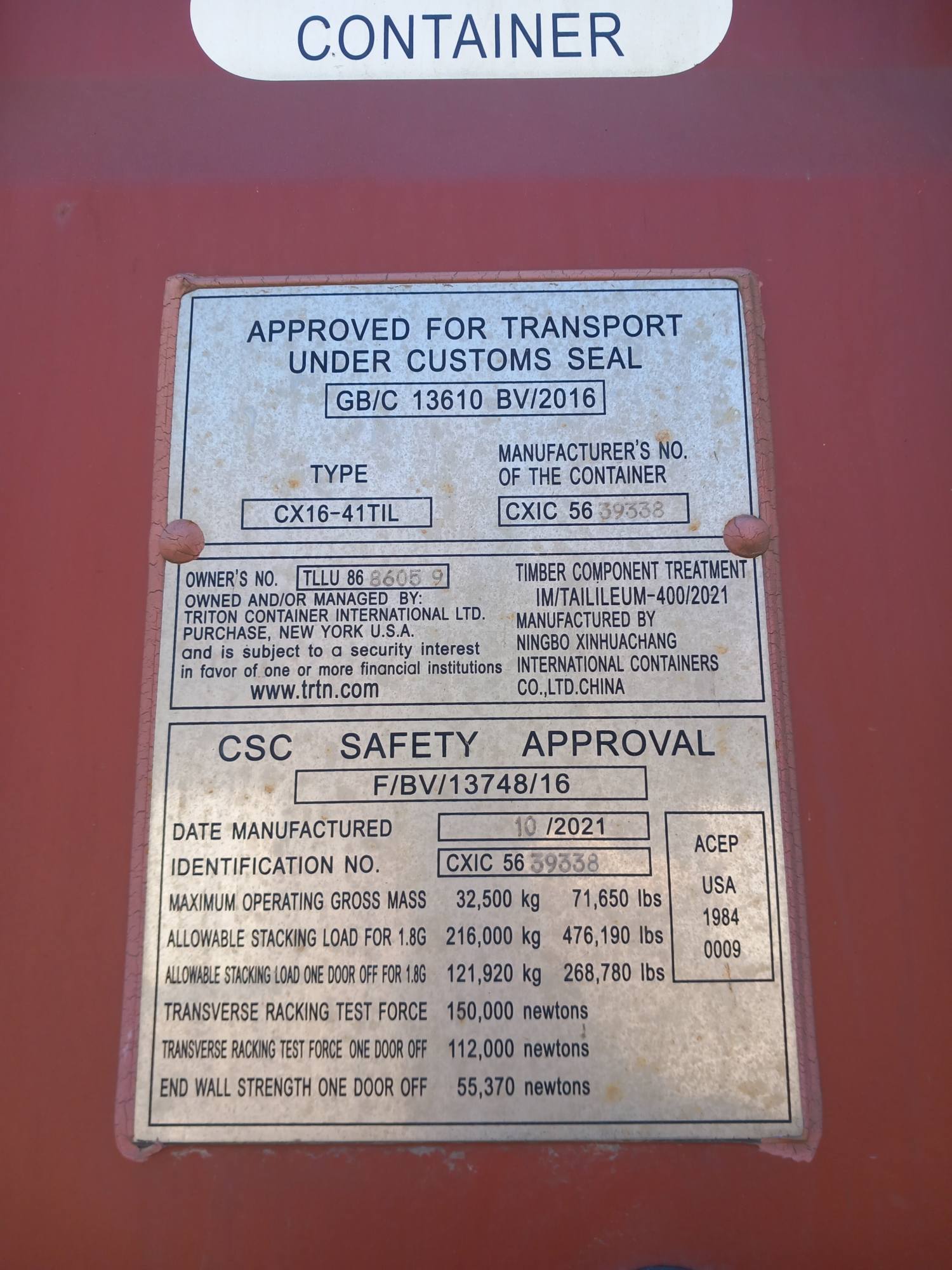 Морской контейнер TLLU8686059