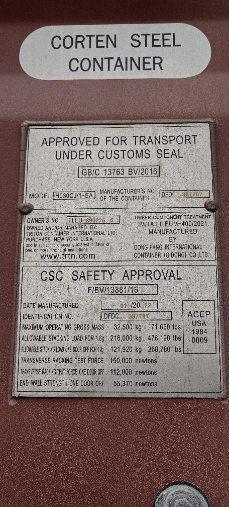 Морской контейнер TLLU8902266