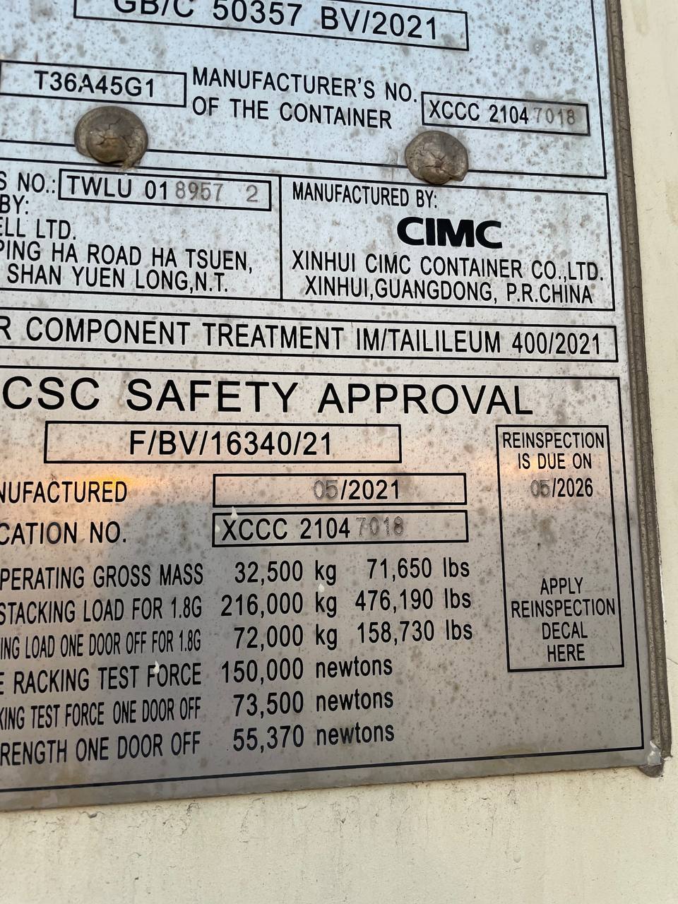 Морской контейнер TWLU0189572