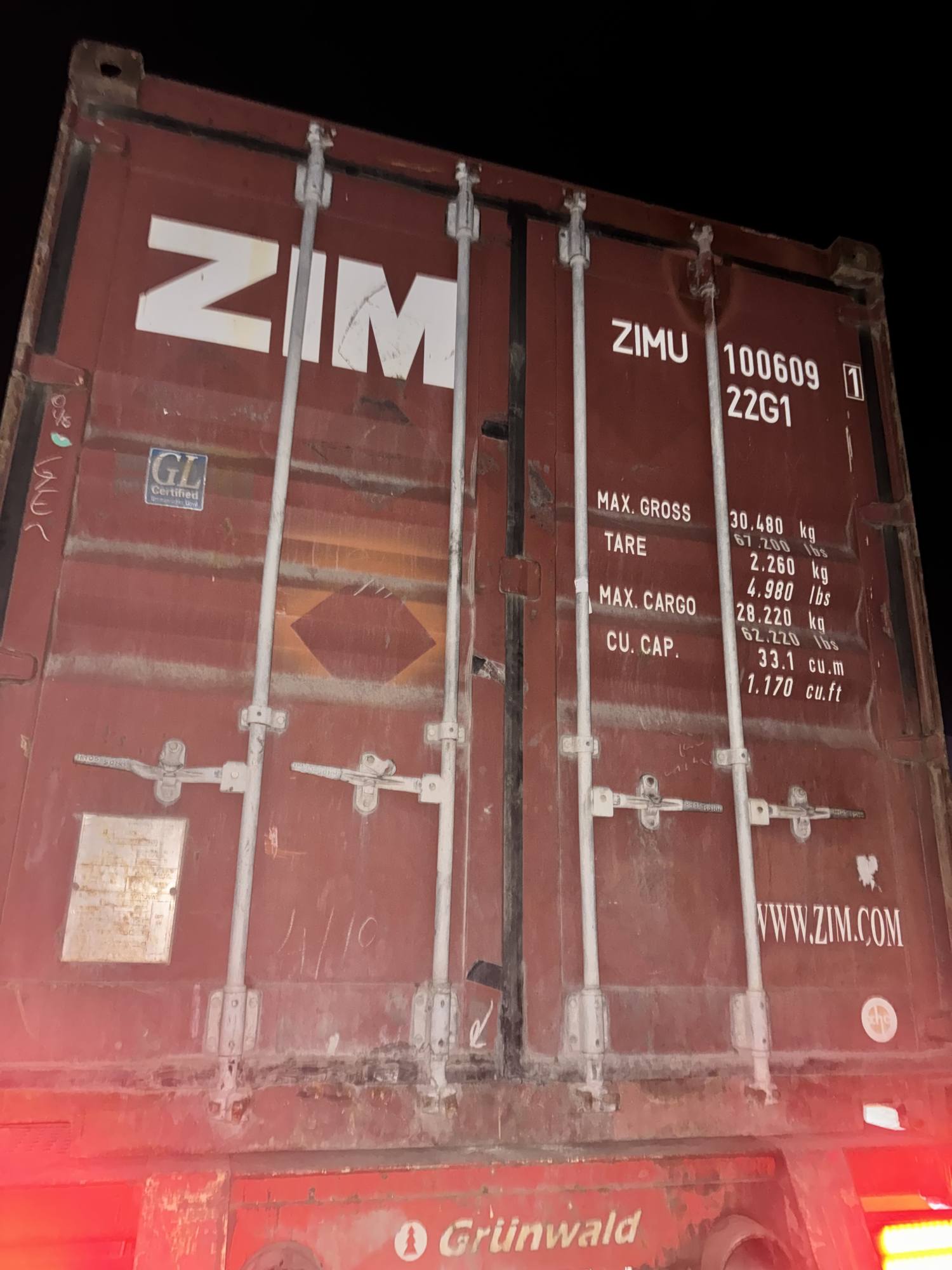 Морской контейнер ZIMU1006091